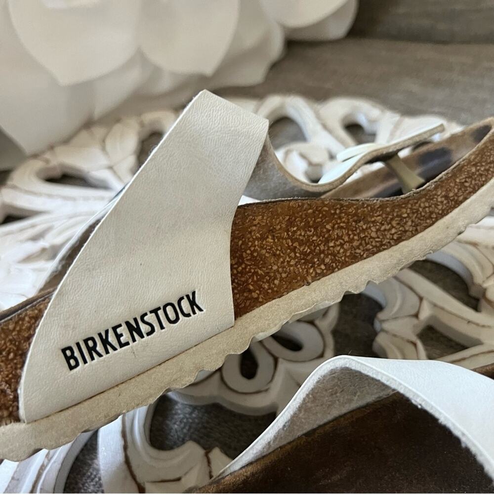 Birkenstock White Leather Sandals Shoes Women’s 7 - Picture 6 of 8